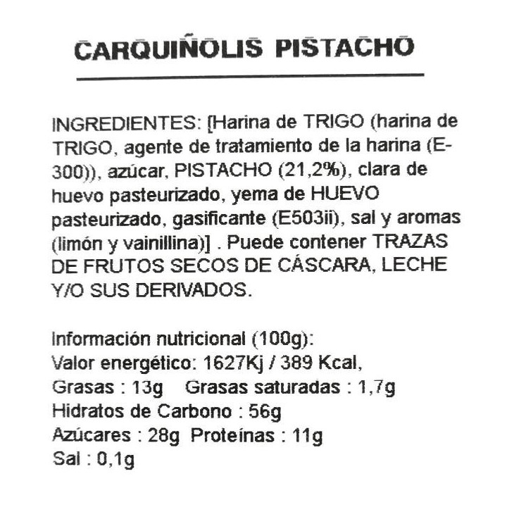 Carquiñolis de pistacho