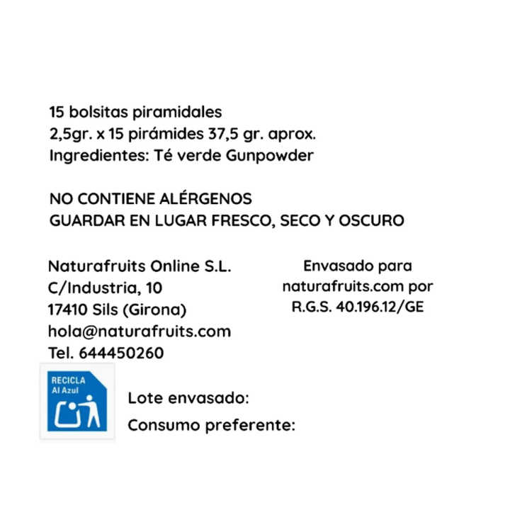 Té Verde Gunpowder en pirámides | Naturafruits