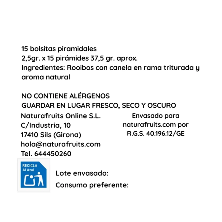 Rooibos con Canela en pirámides | Naturafruits