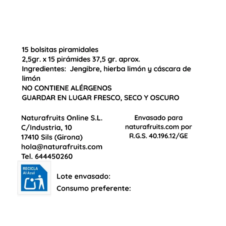 Infusió Gingebre i Llimona | Naturafruits