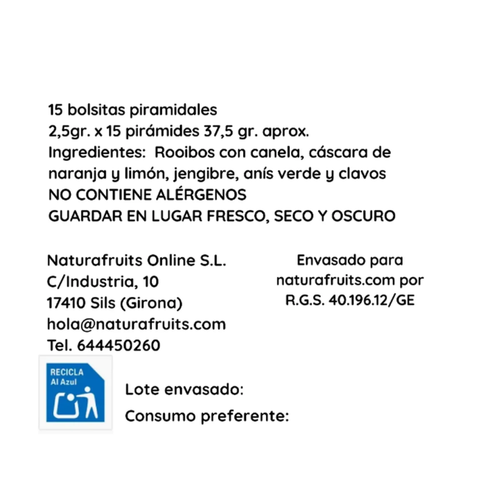 Rooibos Chai em pirâmides | Naturafruits
