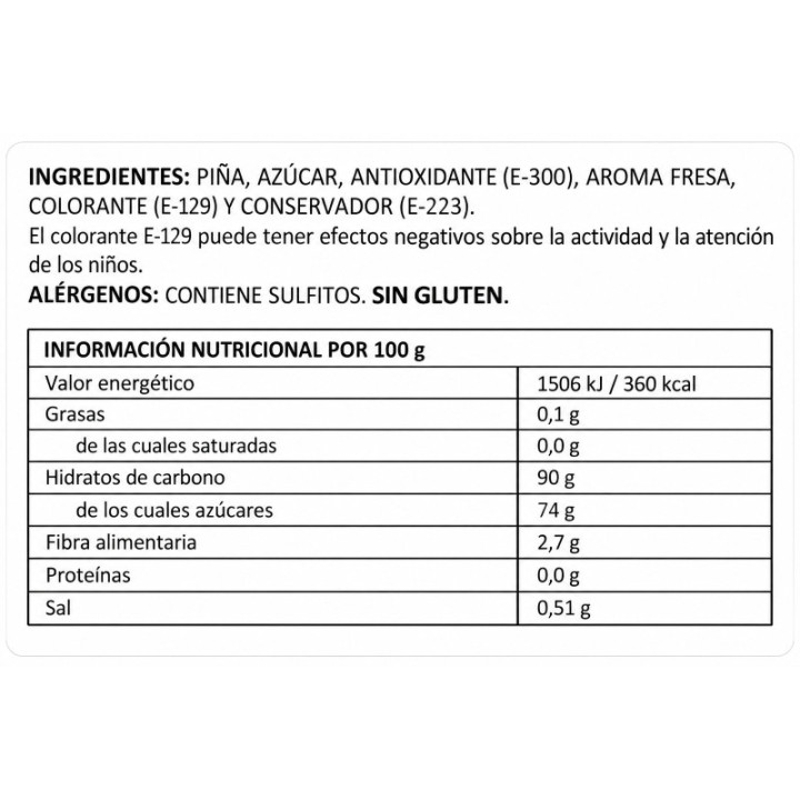 Tiras de Ananás Sabor Morango | Naturafruits