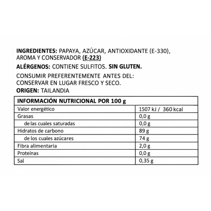 Papaya Deshidratada Sabor Limón | Naturafruits