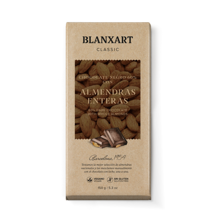 Xocolata Negra 60% amb Ametlles 150 g | NaturaFruits