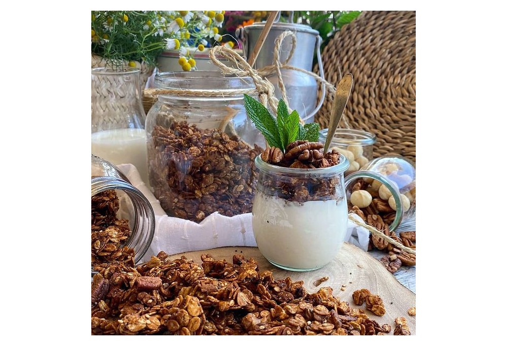 Granola casera con crema de anacardos